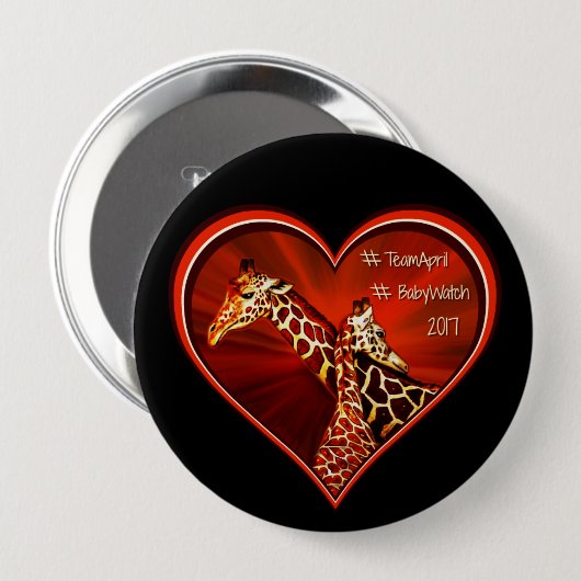 Runde Knopf-Button-Giraffen-April-Mama und -baby Button (Vorne & Hinten)
