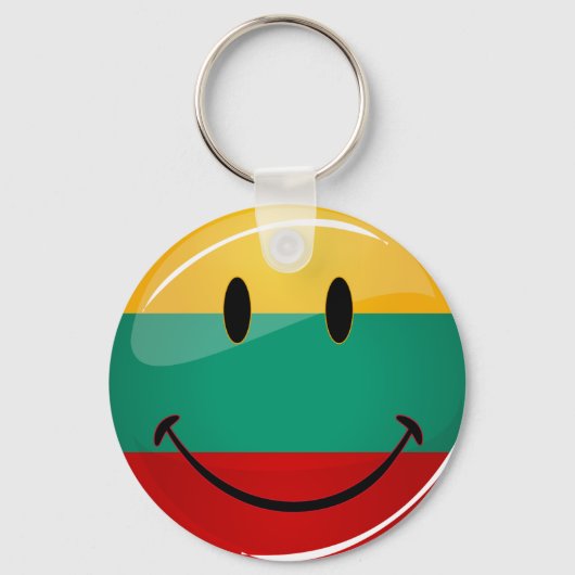 Runde lächelnde litauische Flagge Schlüsselanhänger (Vorderseite)