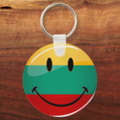Runde lächelnde litauische Flagge Schlüsselanhänger (Vorderseite)