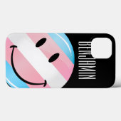 Runde lächelnde Transgender-Flagge Case-Mate iPhone Hülle (Rückseite (Horizontal))