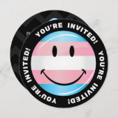 Runde lächelnde Transgender-Flagge Einladung (Vorne/Hinten)