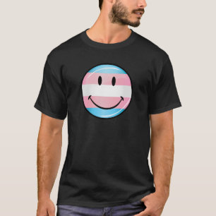 Runde lächelnde Transgender-Flagge T-Shirt