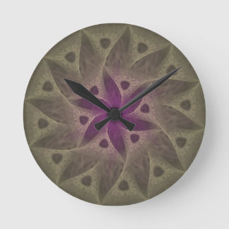 Runde Lila Blume Wall Clock ohne Zahlen Runde Wanduhr