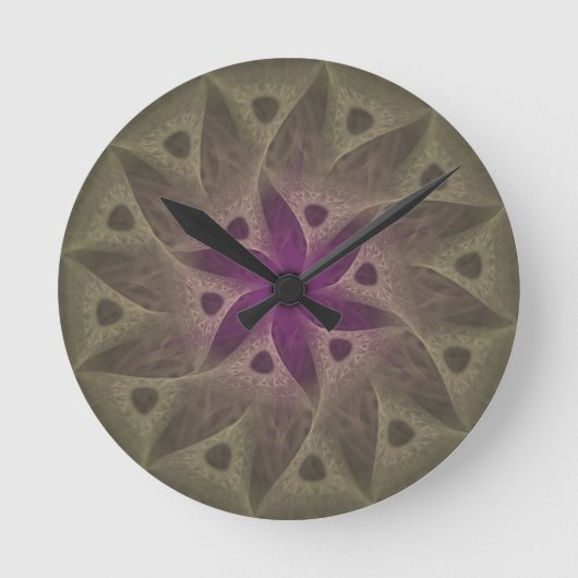 Runde Lila Blume Wall Clock ohne Zahlen Wanduhr (Vorderseite)