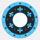 Runde Lilie Aufkleber BLAU & SCHWARZ (Vorderseite)