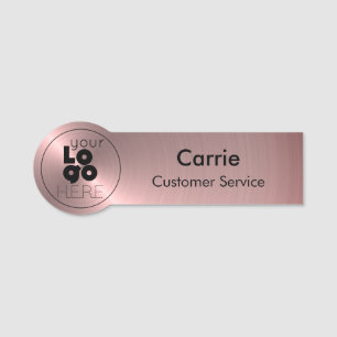 Runde Logo-Markenzeichen Metallische Rose Goldname Namensschild