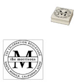 Runde Logoreihe Monogramm und Name Rücksendeadress Gummistempel (Stempel)