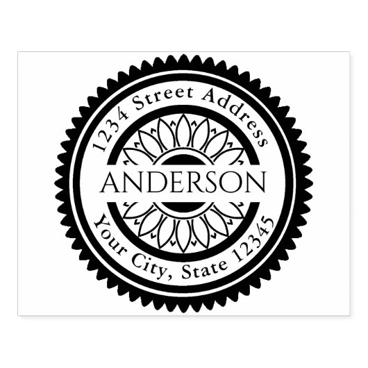 Runde Logos, Familienname Rücksendeadresse groß Gummistempel (Prägung)