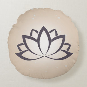 Runde Lotus Symbol Wurf Kissen Schwarz und Tan