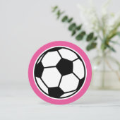 Runde Mädchen Fußball Geburtstagsparty Einladungen (Stehend Vorderseite)