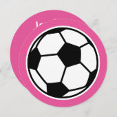 Runde Mädchen Fußball Geburtstagsparty Einladungen (Vorne/Hinten)