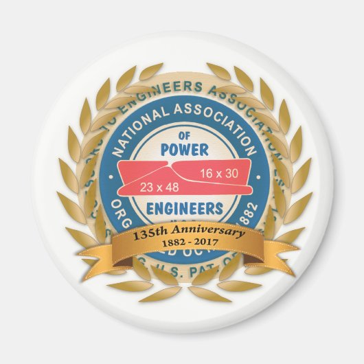 Runde Magnet zum 135. Jahrestag (Vorne)