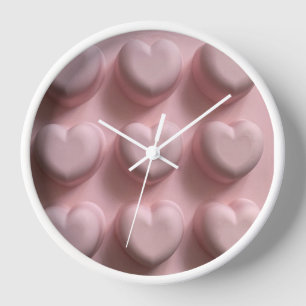 Runde Mauer des rosa Herzens Uhr