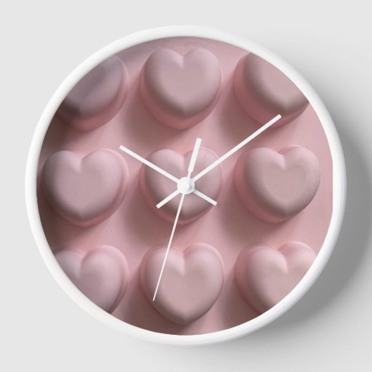 Runde Mauer des rosa Herzens Uhr (Vorderseite)