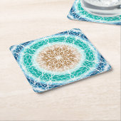 Runde Meereswellen Aquamarin und Türkis Mandala Rechteckiger Pappuntersetzer (angewinkelt)
