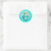 Runde Mermaid Seepferd Aqua Stickers (Tasche)