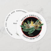 Runde, minimale WeihnachtskerzenanordnungFeiertag Feiertagskarte (Vorne/Hinten)