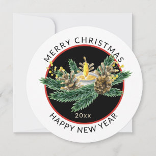 Runde, minimale WeihnachtskerzenanordnungFeiertag Feiertagskarte