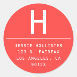 Runde Minimalistische Korallenroter Rücksendeadres Runder Aufkleber