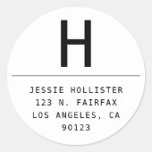 Runde Minimalistische Rücksendeadresse Runder Aufkleber (Vorderseite)