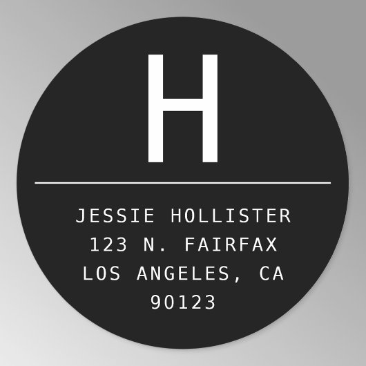 Runde Minimalistische Schwarz-Weiß-Rücksendeadress Runder Aufkleber