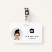 Runde Mitarbeiter-Foto, QR-Code, Logo, Name Ausweis (Vorderseite mit Klammer)