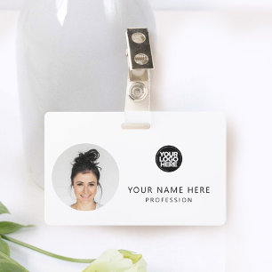 Runde Mitarbeiter-Foto, QR-Code, Logo, Name Ausweis