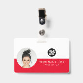 Runde Mitarbeiter-Foto, QR-Code, Logo, Name Ausweis (Vorderseite mit Clip)