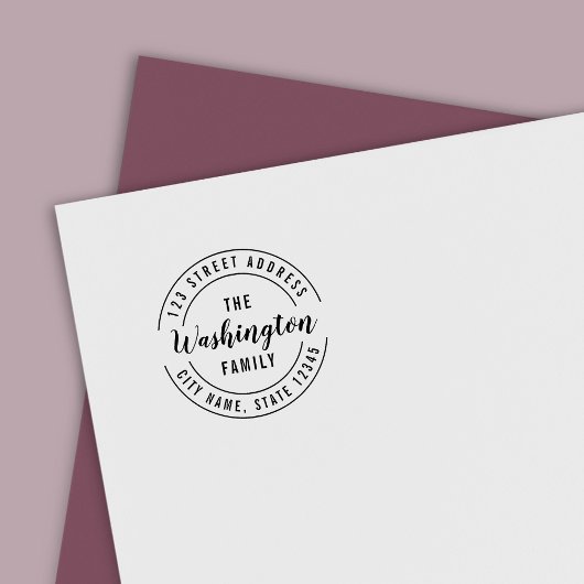 Runde moderne Brush-Nachname-Rücksendeadresse Permastempel
