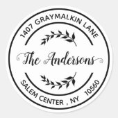 Runde moderne Rücksendeadresse Handgeschriebenes E Runder Aufkleber (Vorderseite)