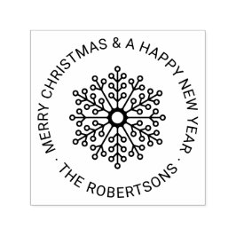 Runde moderne Schneeflocke Custom Frohe Weihnachte Permastempel