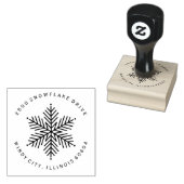 Runde, moderne Winterschneeflockenadresse Gummistempel (Stempel)
