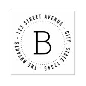 Runde Monogramm-Rücksendeadresse Selbstfarbige Bri Permastempel (Design)