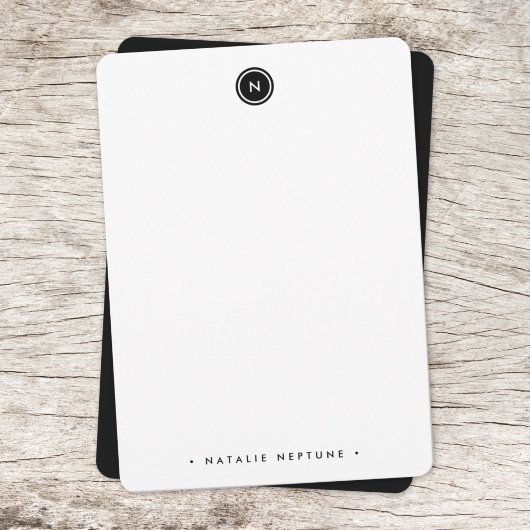 Runde Monogramm Schwarz/Weiß Minimalistisch Modern Mitteilungskarte