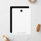 Runde Monogramm Schwarz/Weiß Minimalistisch Modern Mitteilungskarte (Vorderseite/Rückseite Beispiel)