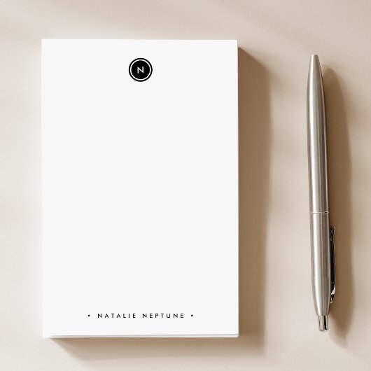 Runde Monogramm Schwarz/Weiß Minimalistisch Modern Post-it Klebezettel