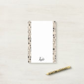 Runde nach der Notiz: Beige braune Kreise Post-it Klebezettel (Auf Schreibtisch)