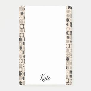 Runde nach der Notiz: Beige braune Kreise Post-it Klebezettel