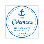 Runde Nautic Anchor Familienname Rücksendeadresse Permastempel (Design)