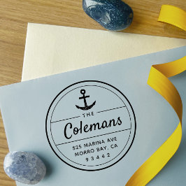 Runde Nautic Anchor Familienname Rücksendeadresse Permastempel
