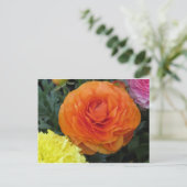 Runde Orange-Blume Postkarte (Stehend Vorderseite)
