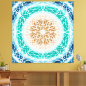 Runde Ozeanwellen Mandala Aquamarin und türkis Leinwanddruck (Insitu (Wohnzimmer))