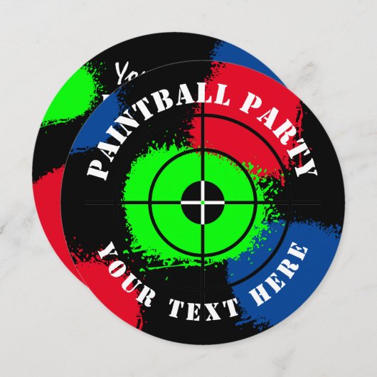 Runde Paintball-Spritzer-Party Einladung (Vorne/Hinten)