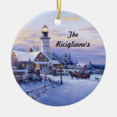 Runde Personalisierte Leuchttürme Keramik Ornament (Vorne)