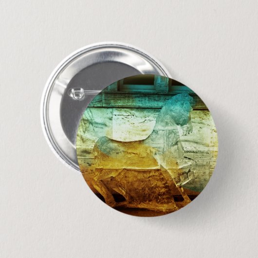 Runde Pferde 2008 Rot/Türkis 3 Button (Vorne & Hinten)