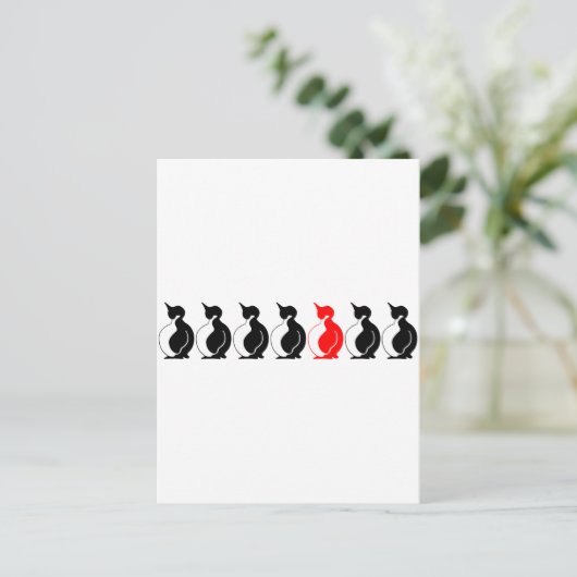 Runde Pinguin-Gruppe Postkarte (Stehend Vorderseite)