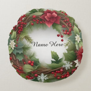 Runde Poinsettia Kissen