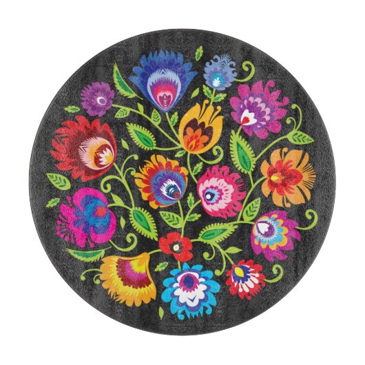 Runde polnische Folklore Schneidebrett (Vorderseite)