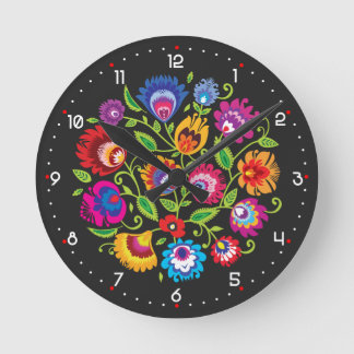 Runde polnische Folklore Wanduhr