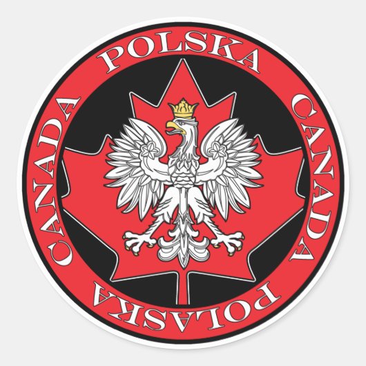 Runde Polska Kanada Leaf Runder Aufkleber (Vorderseite)